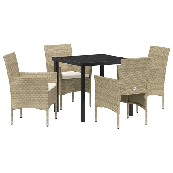 Grote foto vidaxl 5 delige tuinset met eettafel in beige poly rattan tuin en terras tuinmeubelen