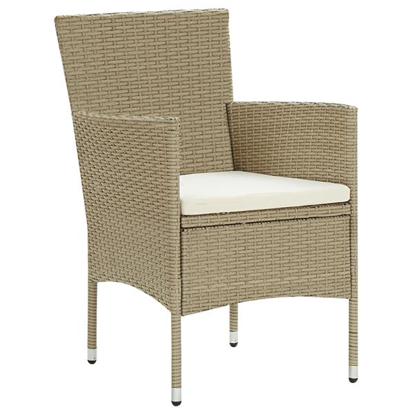Grote foto vidaxl 5 delige tuinset met eettafel in beige poly rattan tuin en terras tuinmeubelen