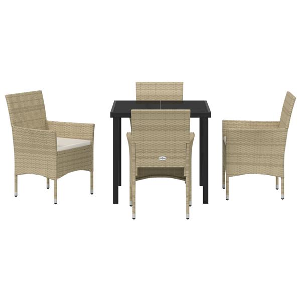 Grote foto vidaxl 5 delige tuinset met eettafel in beige poly rattan tuin en terras tuinmeubelen