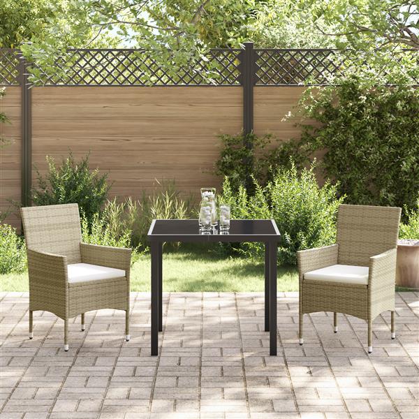 Grote foto vidaxl 3 delige tuinset beige van poly rattan tuin en terras tuinmeubelen