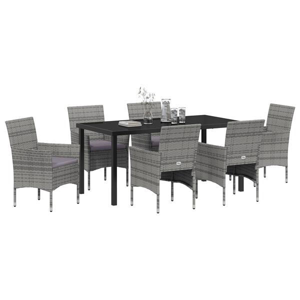 Grote foto vidaxl 7 delige tuinset grijs poly rattan tuin en terras tuinmeubelen
