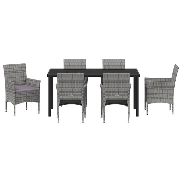 Grote foto vidaxl 7 delige tuinset grijs poly rattan tuin en terras tuinmeubelen
