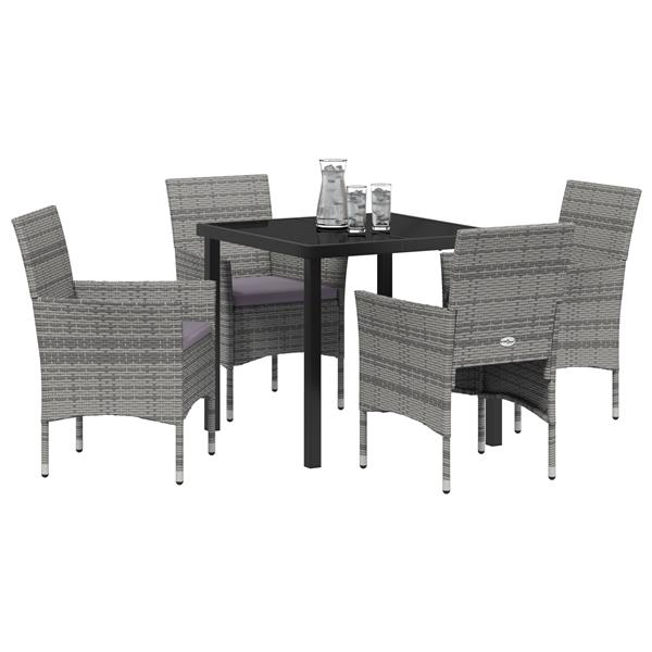 Grote foto vidaxl 5 delige tuinset grijs poly rattan tuin en terras tuinmeubelen