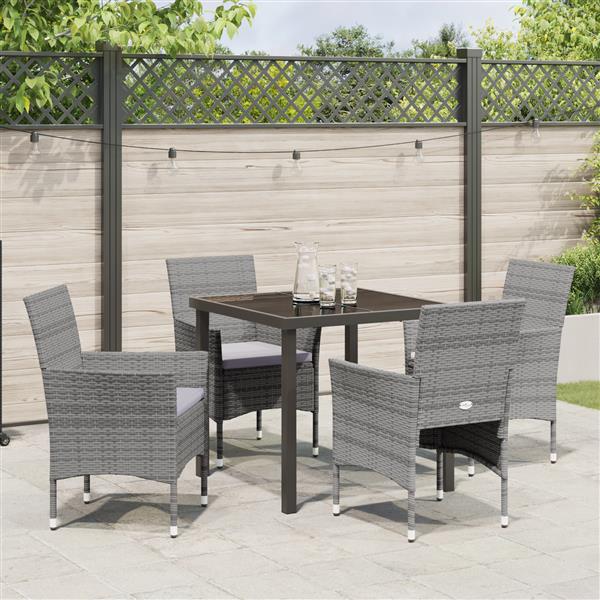 Grote foto vidaxl 5 delige tuinset grijs poly rattan tuin en terras tuinmeubelen