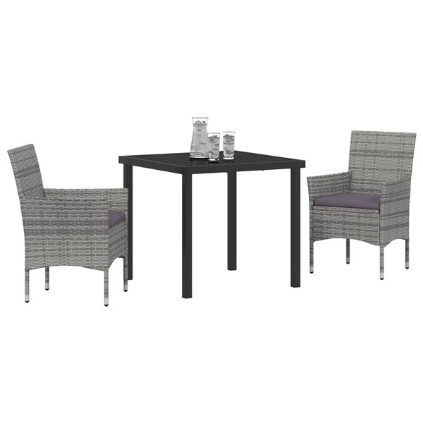 Grote foto vidaxl 3 delige tuin eetset grijs poly rattan tuin en terras tuinmeubelen