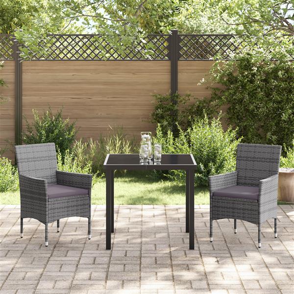 Grote foto vidaxl 3 delige tuin eetset grijs poly rattan tuin en terras tuinmeubelen