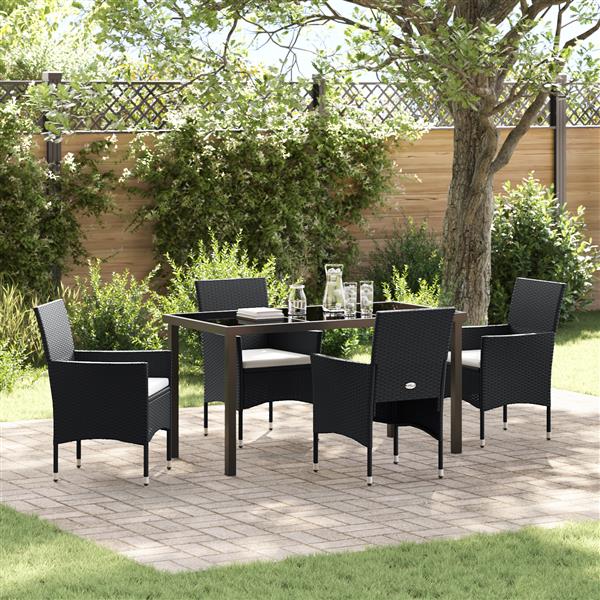 Grote foto vidaxl 5 delige tuinset zwart poly rattan tuin en terras tuinmeubelen