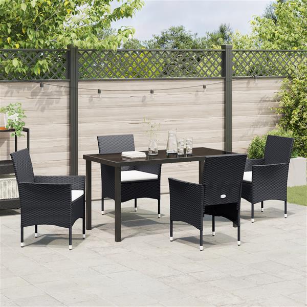 Grote foto vidaxl 5 delige tuinset zwart poly rattan tuin en terras tuinmeubelen