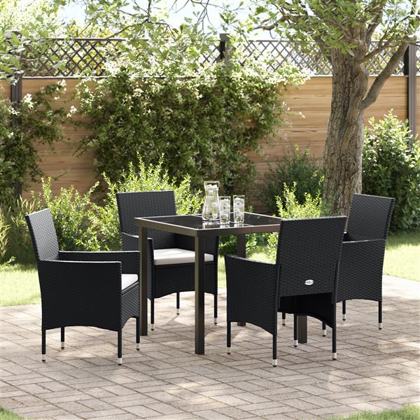 Grote foto vidaxl 5 delige tuinset zwart poly rattan tuin en terras tuinmeubelen