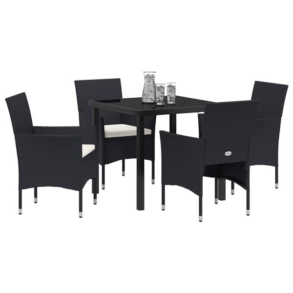 Grote foto vidaxl 5 delige tuinset zwart poly rattan tuin en terras tuinmeubelen