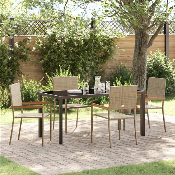 Grote foto vidaxl 5 delige tuinset in beige poly rattan tuin en terras tuinmeubelen