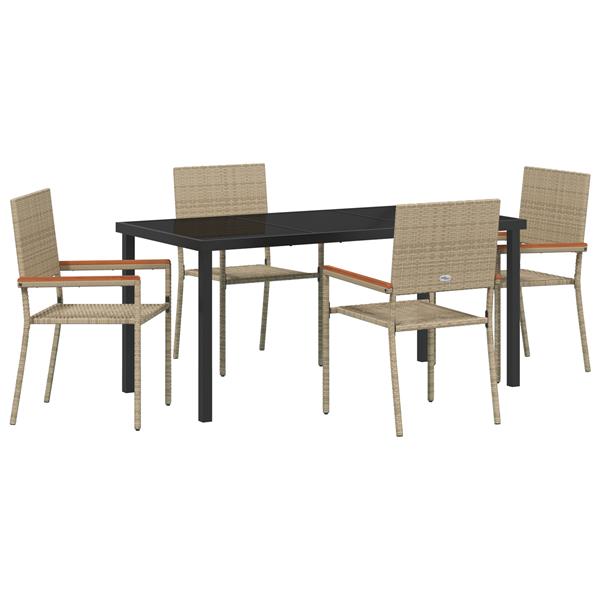 Grote foto vidaxl 5 delige tuinset in beige poly rattan tuin en terras tuinmeubelen