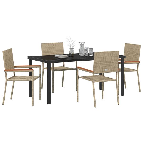 Grote foto vidaxl 5 delige tuinset in beige poly rattan tuin en terras tuinmeubelen