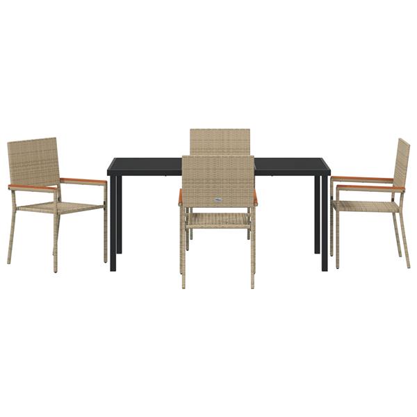 Grote foto vidaxl 5 delige tuinset in beige poly rattan tuin en terras tuinmeubelen