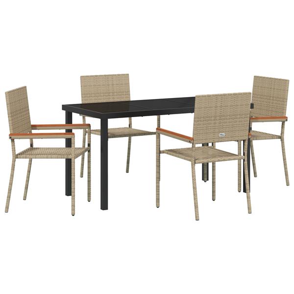 Grote foto vidaxl 5 delige tuin eetset in beige poly rattan tuin en terras tuinmeubelen