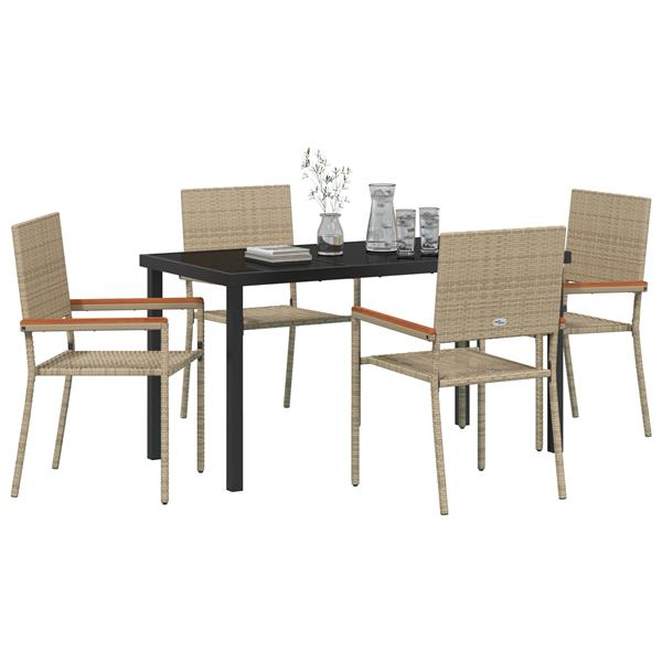 Grote foto vidaxl 5 delige tuin eetset in beige poly rattan tuin en terras tuinmeubelen