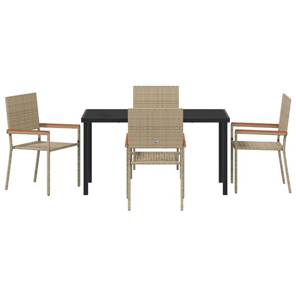 Grote foto vidaxl 5 delige tuin eetset in beige poly rattan tuin en terras tuinmeubelen