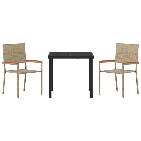 Grote foto vidaxl 3 delige tuinset beige poly rattan tuin en terras tuinmeubelen