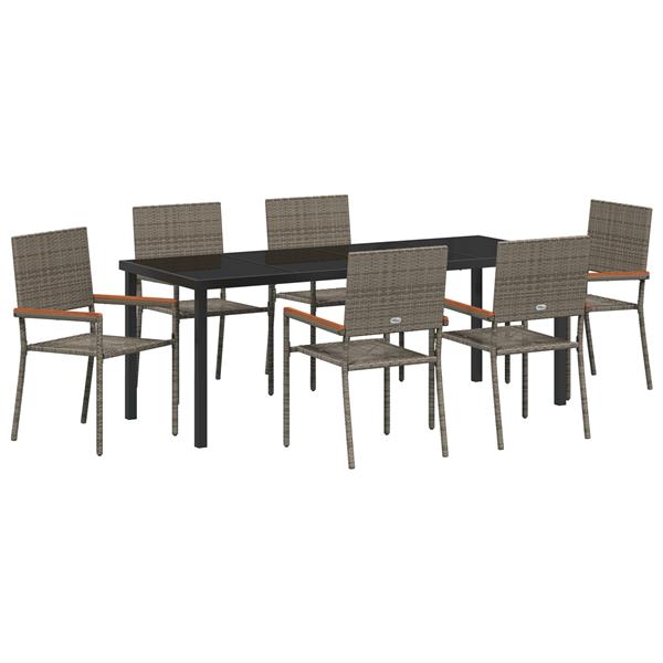 Grote foto vidaxl 7 delige tuinset grijs poly rattan tuin en terras tuinmeubelen