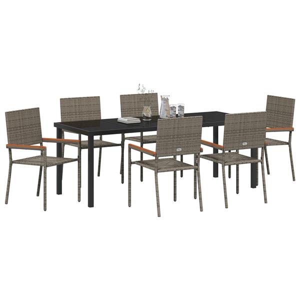 Grote foto vidaxl 7 delige tuinset grijs poly rattan tuin en terras tuinmeubelen