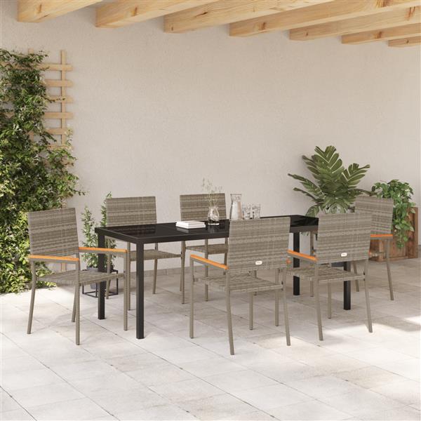 Grote foto vidaxl 7 delige tuinset grijs poly rattan tuin en terras tuinmeubelen