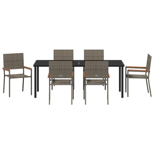 Grote foto vidaxl 7 delige tuinset grijs poly rattan tuin en terras tuinmeubelen