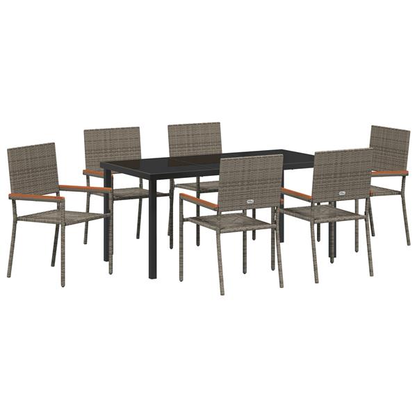 Grote foto vidaxl 7 delige tuinset grijs poly rattan tuin en terras tuinmeubelen