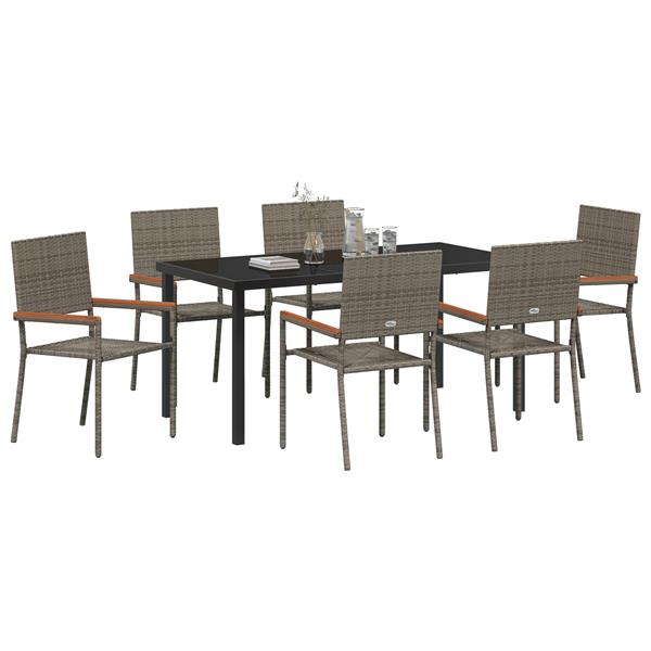 Grote foto vidaxl 7 delige tuinset grijs poly rattan tuin en terras tuinmeubelen