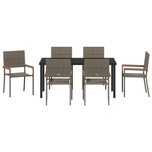 Grote foto vidaxl 7 delige tuinset grijs poly rattan tuin en terras tuinmeubelen