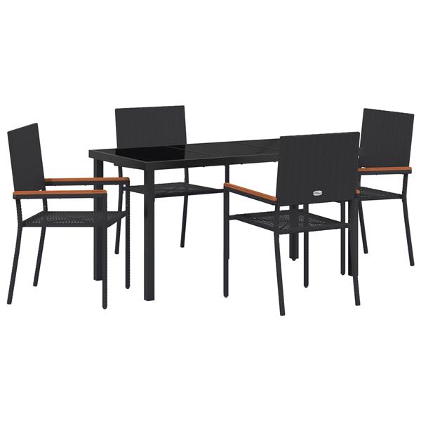 Grote foto vidaxl 5 delige tuin eettafel set zwart poly rattan tuin en terras tuinmeubelen