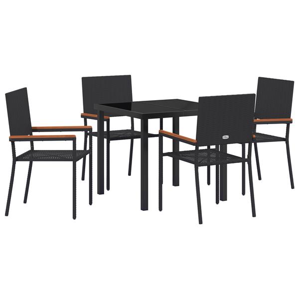 Grote foto vidaxl 5 delige tuin eetset zwart poly rattan tuin en terras tuinmeubelen