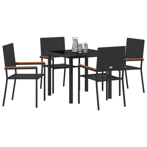 Grote foto vidaxl 5 delige tuin eetset zwart poly rattan tuin en terras tuinmeubelen