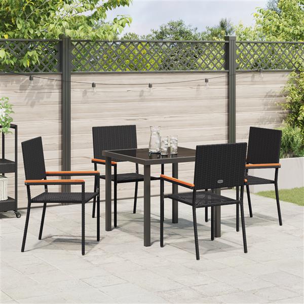 Grote foto vidaxl 5 delige tuin eetset zwart poly rattan tuin en terras tuinmeubelen