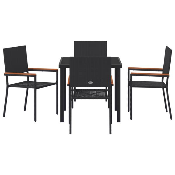 Grote foto vidaxl 5 delige tuin eetset zwart poly rattan tuin en terras tuinmeubelen