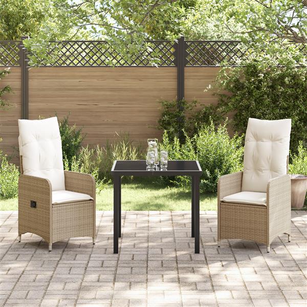 Grote foto vidaxl 3 delige tuinset met kussens in beige poly rattan tuin en terras tuinmeubelen