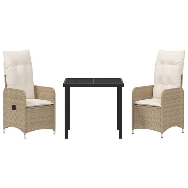 Grote foto vidaxl 3 delige tuinset met kussens in beige poly rattan tuin en terras tuinmeubelen
