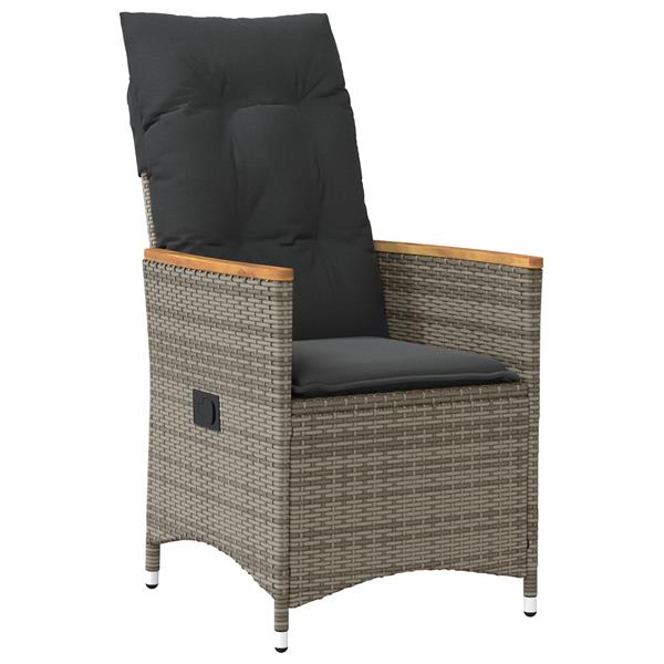 Grote foto vidaxl 3 delig tuin eetset met kussens grijs poly rattan tuin en terras tuinmeubelen