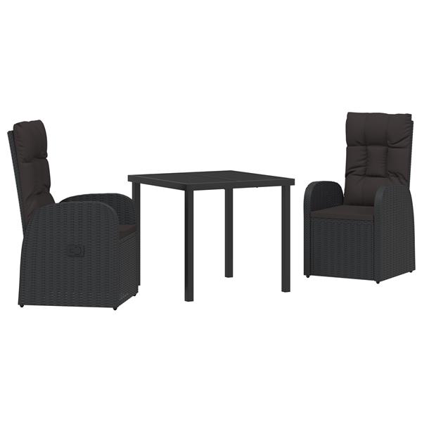Grote foto vidaxl tuinset van 3 delen met kussens zwart poly rattan tuin en terras tuinmeubelen