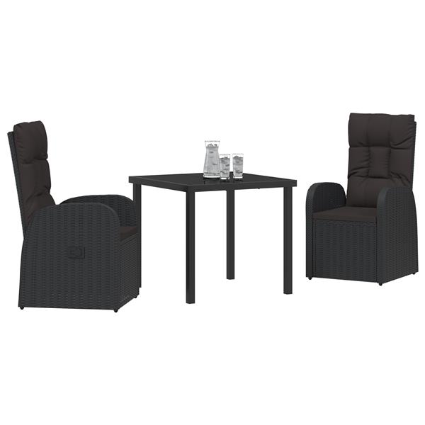Grote foto vidaxl tuinset van 3 delen met kussens zwart poly rattan tuin en terras tuinmeubelen