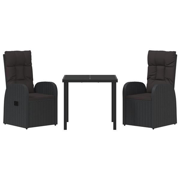 Grote foto vidaxl tuinset van 3 delen met kussens zwart poly rattan tuin en terras tuinmeubelen