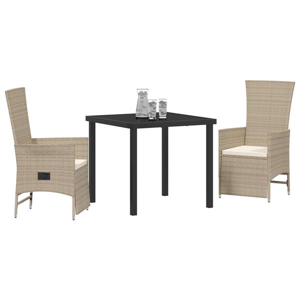Grote foto vidaxl 3 delige tuinset met kussens in beige poly rattan tuin en terras tuinmeubelen