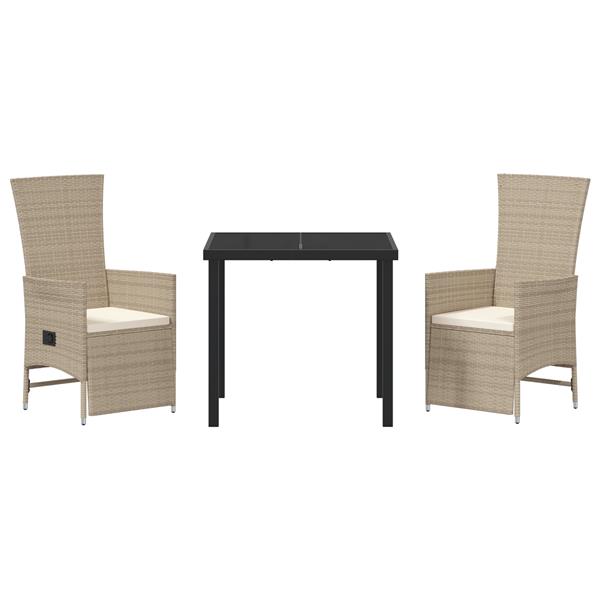 Grote foto vidaxl 3 delige tuinset met kussens in beige poly rattan tuin en terras tuinmeubelen