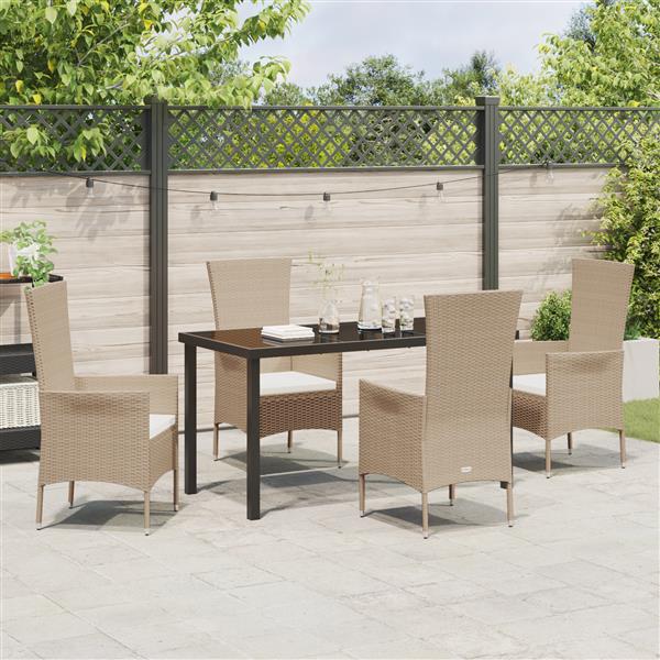 Grote foto vidaxl 5 delige tuinset met kussens poly rattan beige tuin en terras tuinmeubelen