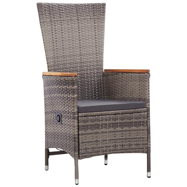 Grote foto vidaxl 3 delige tuinset met kussens grijs poly rattan tuin en terras tuinmeubelen