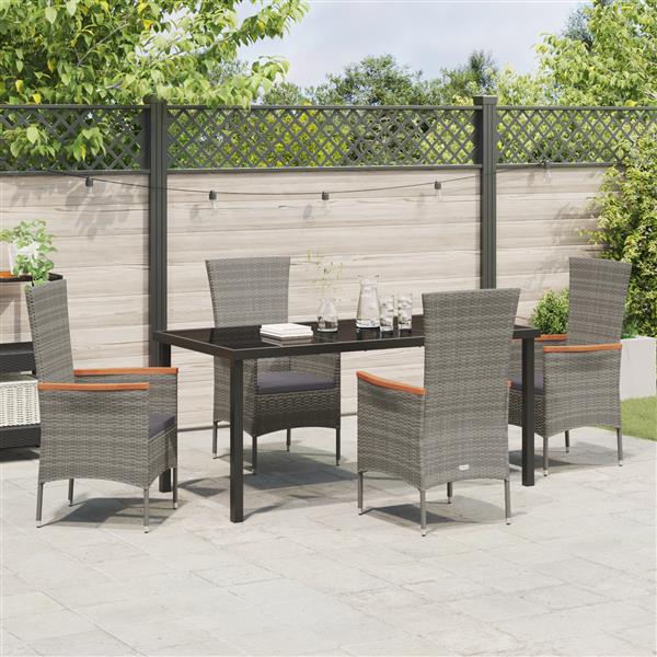 Grote foto vidaxl 5 delige tuinset met kussens in grijs poly rattan tuin en terras tuinmeubelen