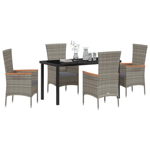 Grote foto vidaxl 5 delige tuinset met kussens grijs poly rattan tuin en terras tuinmeubelen