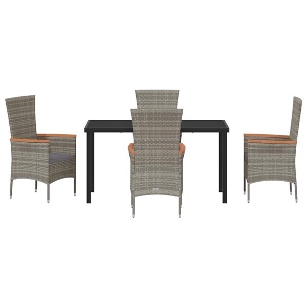 Grote foto vidaxl 5 delige tuinset met kussens grijs poly rattan tuin en terras tuinmeubelen