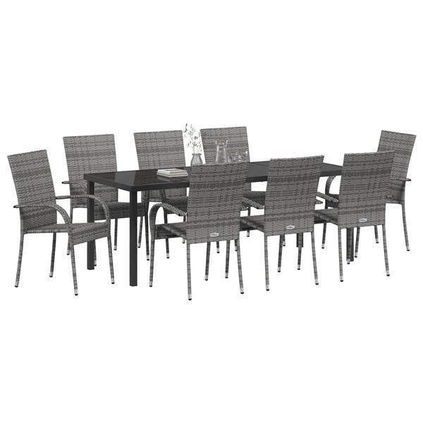 Grote foto vidaxl 5 delige tuin eettafel set grijs poly rattan tuin en terras tuinmeubelen