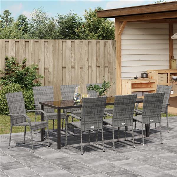 Grote foto vidaxl 5 delige tuin eettafel set grijs poly rattan tuin en terras tuinmeubelen