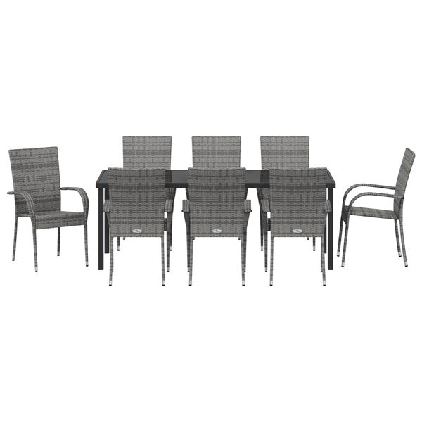 Grote foto vidaxl 5 delige tuin eettafel set grijs poly rattan tuin en terras tuinmeubelen